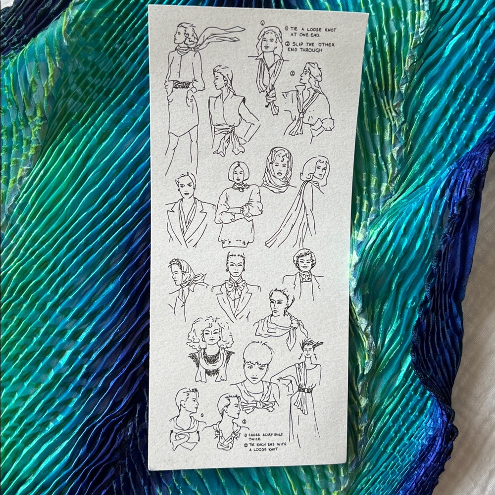 NWT • Shibori 100% Silk Scarf in Peacock • 22"x75" • Hand-Painted Wearable Art - Picture 11 of 15